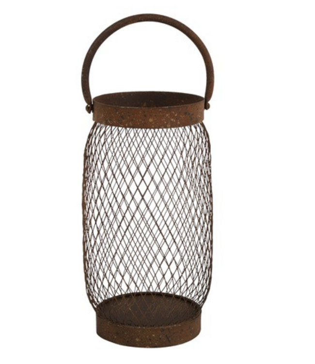 Countryfield # Windlicht m/handvat katia M roest-14,5x14,5x24CM 828974