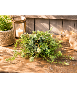 Countryfield @ Kunst deco halve bol Echinops/eucalipthus L groen-L30B30H15CM