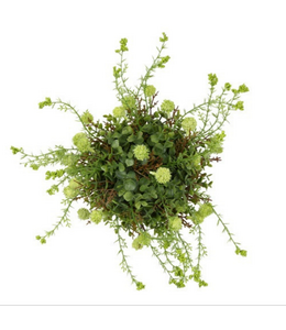Countryfield @ Kunst deco halve bol Echinops/eucalipthus XL groen-L38B38H20CM