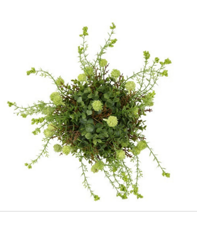 Countryfield # Kunst deco halve bol Echinops/eucalipthus XL groen-L38B38H20CM