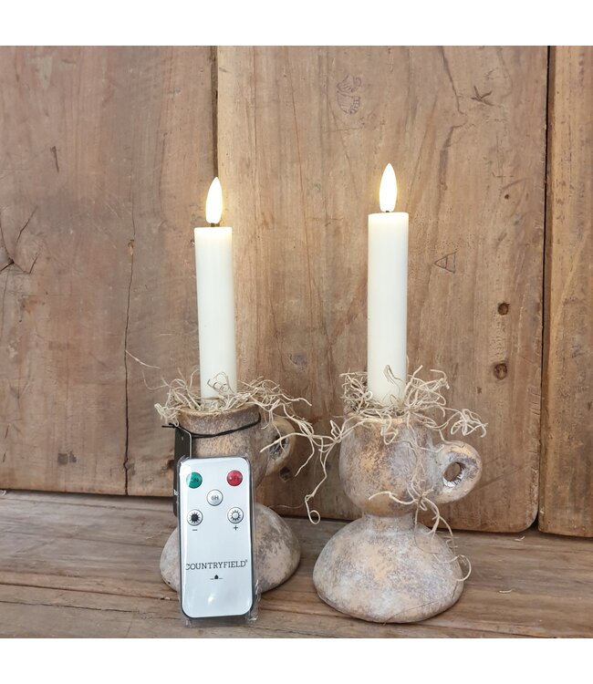 Countryfield # Korte dinerkaars rustiek Ø2,2CM LED ro Lyon S s2 creme-L2B2H15CM