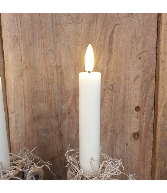 Countryfield # Korte dinerkaars rustiek Ø2,2CM LED ro Lyon S s2 creme-L2B2H15CM