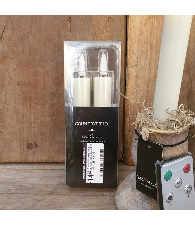 Countryfield # Korte dinerkaars rustiek Ø2,2CM LED ro Lyon S s2 creme-L2B2H15CM