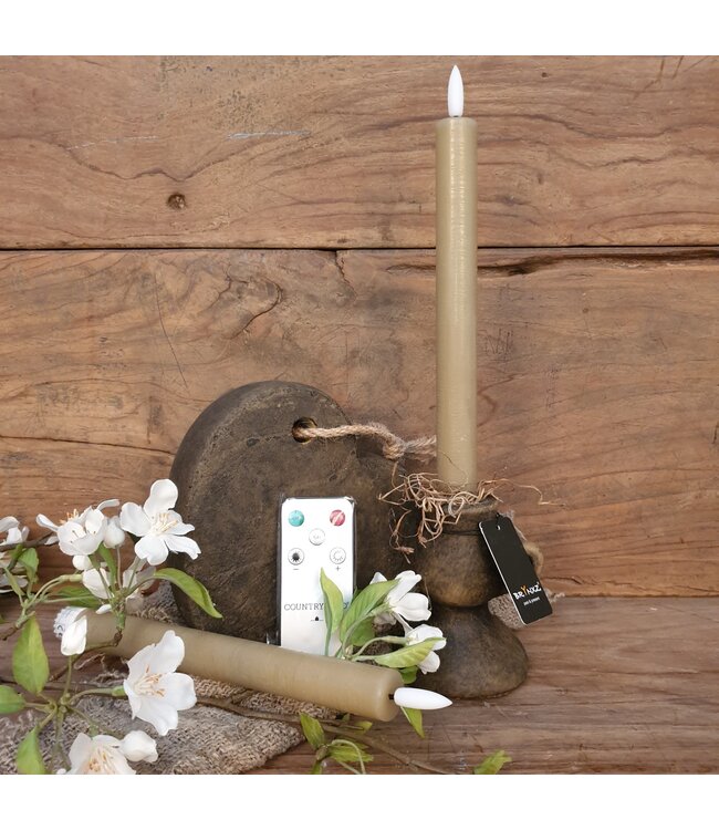 Countryfield # Set van 2 ledkaarsen - beige - 3d vlam - afstandsbediening - 24 cm