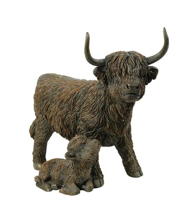 Countryfield 4juli komen ze weer binnen - Schotse hooglander m/kalf Ulla bruin-L29B15,5H25,5CM