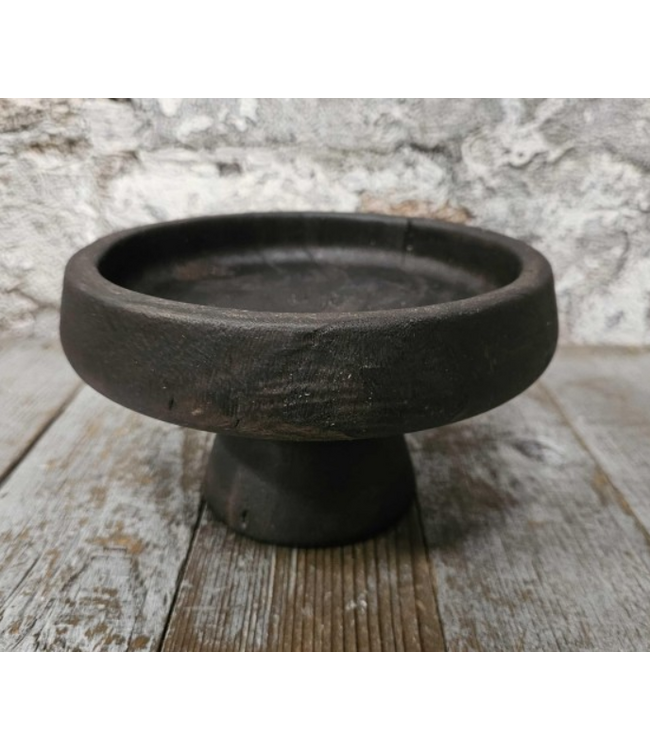 Wood schaal op voet D20xH12cm