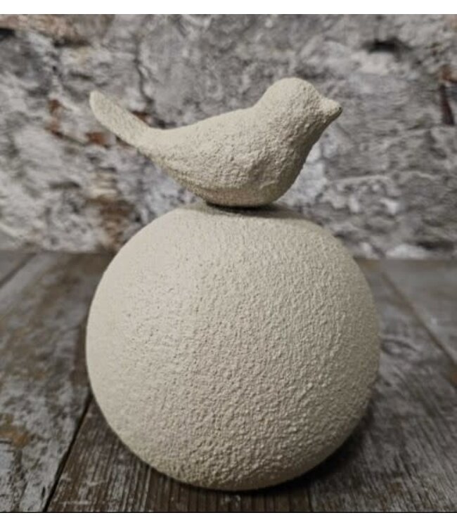 Leyu bol met vogel creme 12x15cm