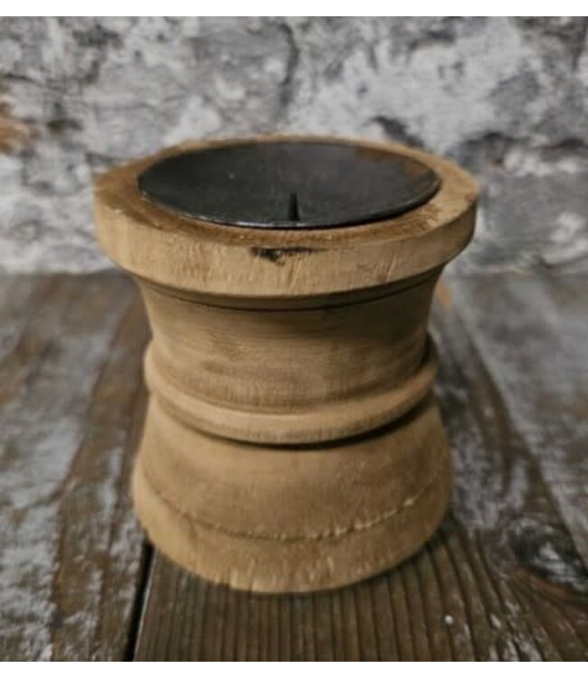 Kandelaar diabolo hout klein R9xH7.5cm