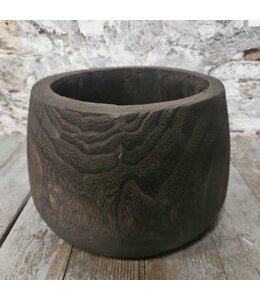 Wood pot curved D28/33xH20cm
