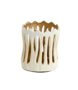 Theelicht Ø8,5x10 cm TIVOLI crème+goud