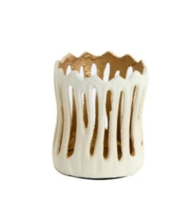 Theelicht Ø8,5x10 cm TIVOLI crème+goud