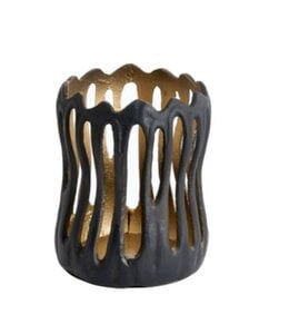 @ Theelicht Ø13x16 cm TIVOLI zwart+goud