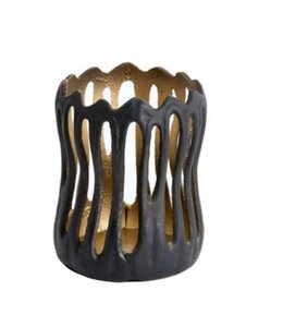 @ Theelicht Ø8,5x10 cm TIVOLI zwart+goud