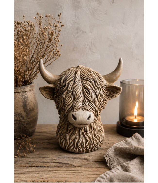 # Spaarpot "Highlander" bruin polystone - hooglander - ca. 10 x 8 x 11 cm