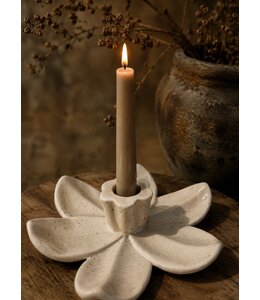 # Candle stick flower stoneware beige 17x17x4.5cm