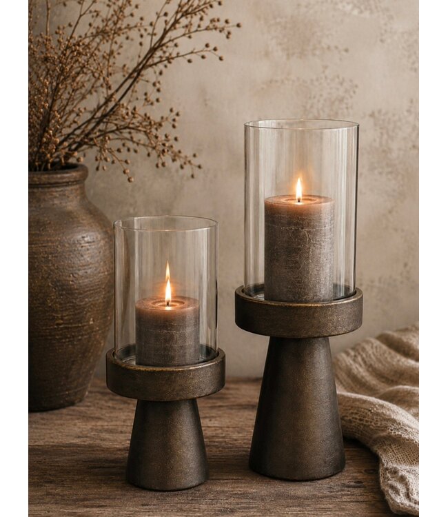 #  Candle Holder Dauphin D14 H35cm Bronze