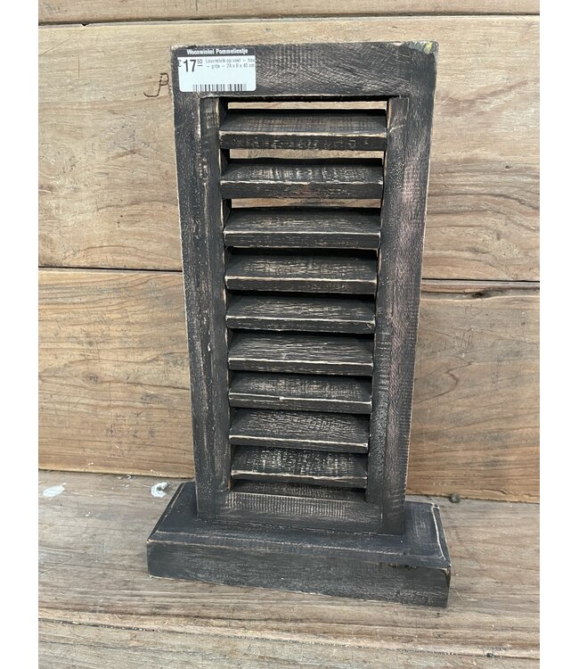 # Louvreluik op voet - hout - grijs - 24 x 8 x 40 cm