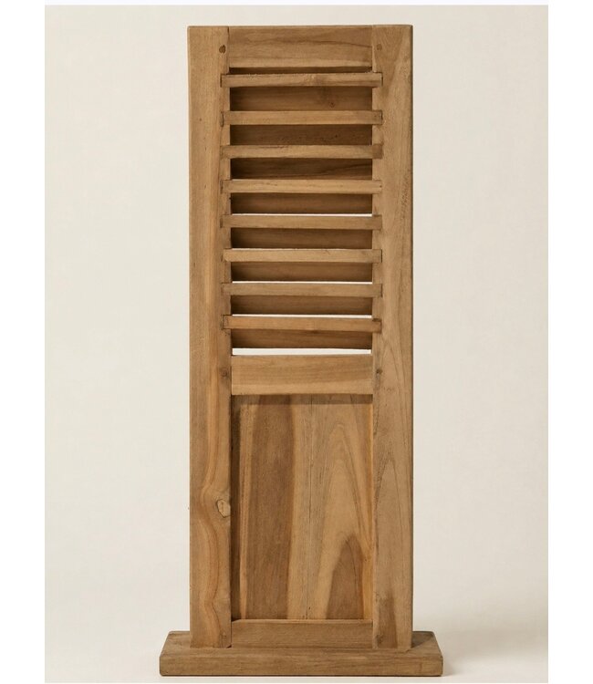 # Houten louvreluik op voet - met paneel - naturel - 40 x 8 x 95 cm