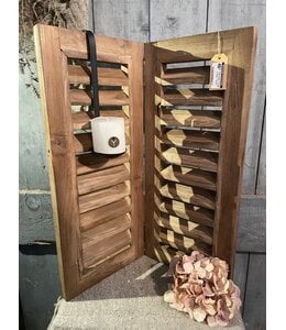 # Houten dubbel louvreluik - 60 cm hoog - 2 x 26 cm breed - naturel