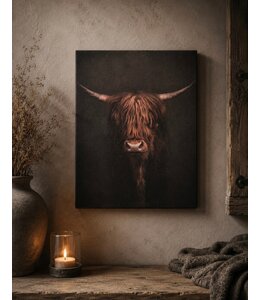 # Schilderij hooglander donker - canvas - 40 x 50 cm