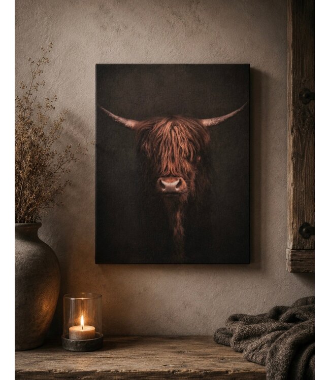 # Schilderij hooglander donker - canvas - 40 x 50 cm