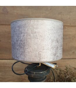 2060 - KKL - lampenkap -creme  velours melee - 20 x 20 x 13 cm