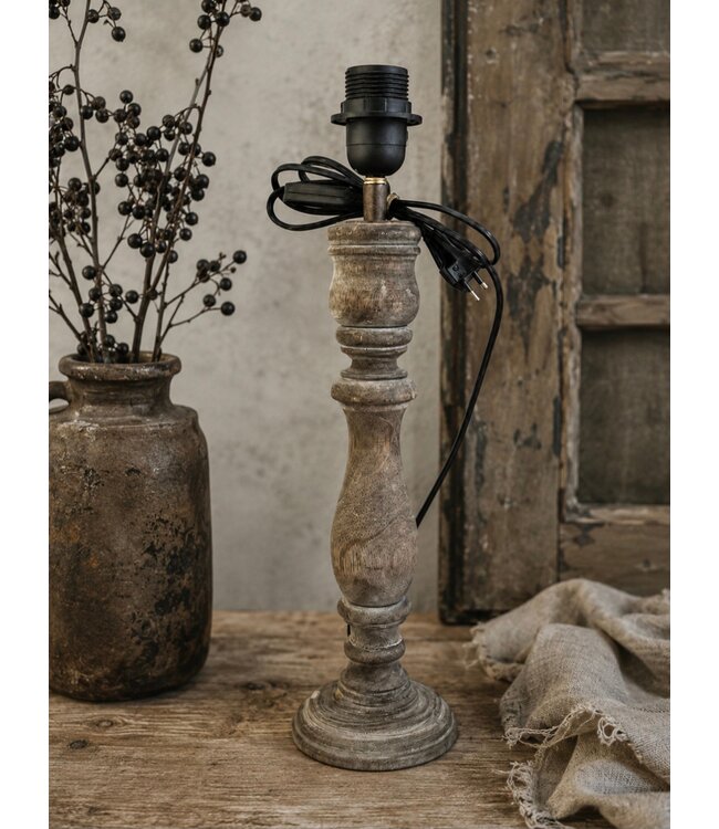 # Houten lampvoet (300) per stuk- 14 x 14 x 40 cm (49 cm incl. fitting) - excl. kap