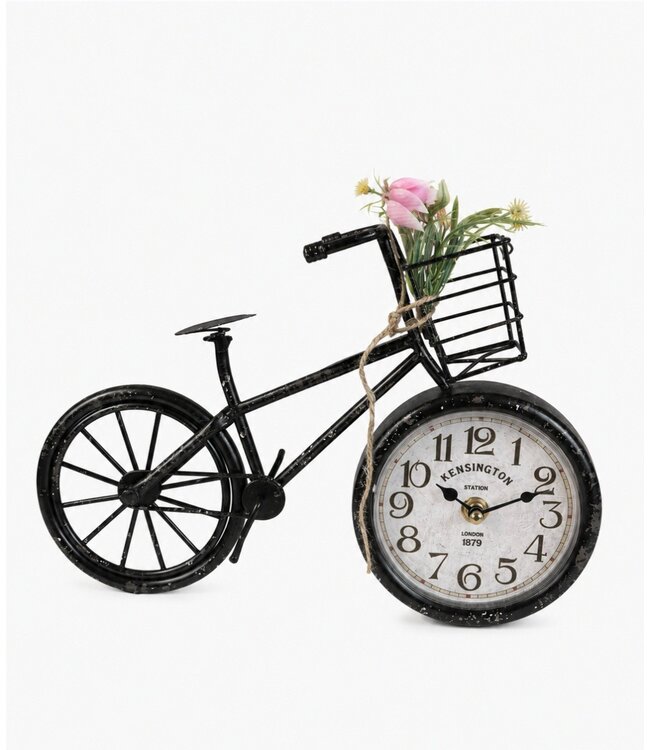 # metalen fiets met klok - ca. 29 x 20 cm
