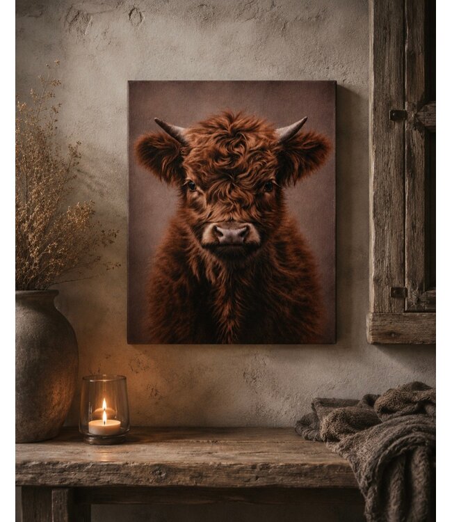 Schilderij hooglander jong - canvas - 40 x 50 cm