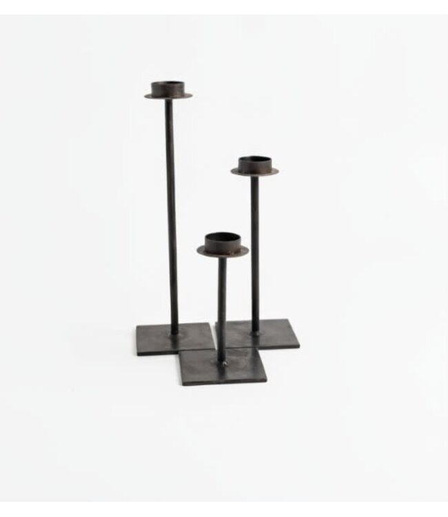 Set ven 3 kandelaars metaal voor waxine - 16 26 36 cm