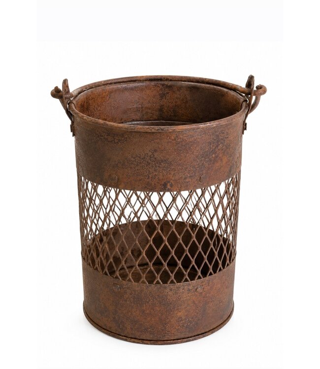 Metalen emmertje roest - ca. 12 x 17 cm