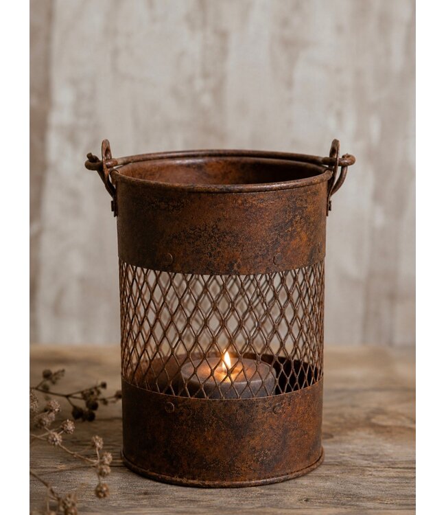 Metalen emmertje roest - ca. 12 x 17 cm