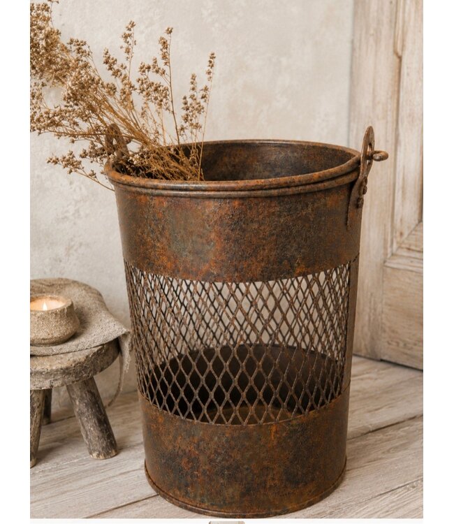 Metalen emmertje roest - ca. 14 x 20 cm