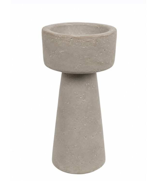 Aardewerk kaarsenstandaard beige 10x10x25cm