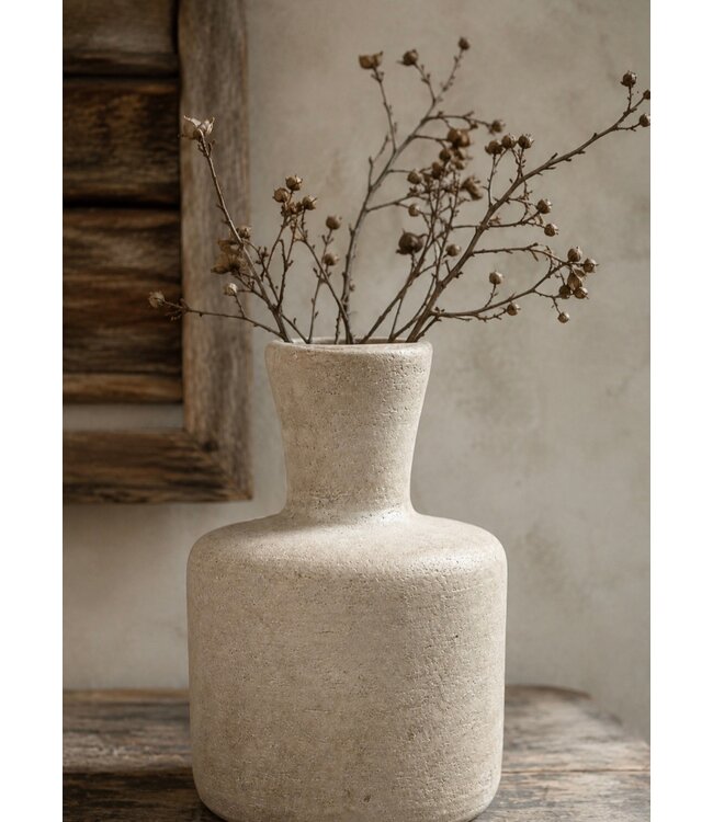 Aardewerk vaas beige - 21,5x21,5x30cm