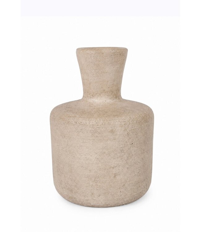 Aardewerk vaas beige - 21,5x21,5x30cm