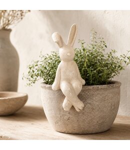 Aardewerk ornament bunny zittend L - 6.5 x 5 x 14.5 cm
