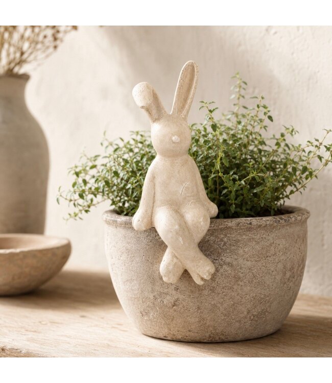 Aardewerk ornament bunny zittend L - 6.5 x 5 x 14.5 cm