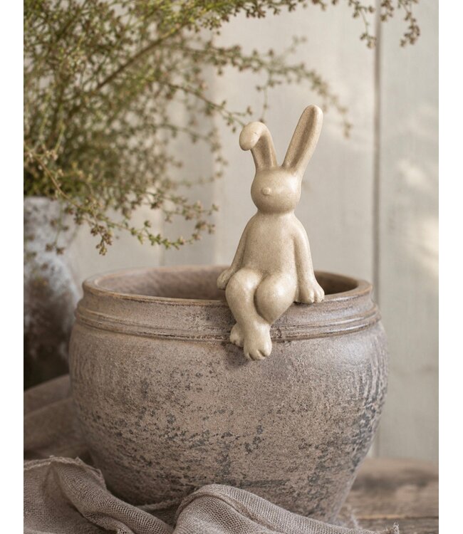 Aardewerk ornament bunny zittend M - 5,5x4,5x11,5cm