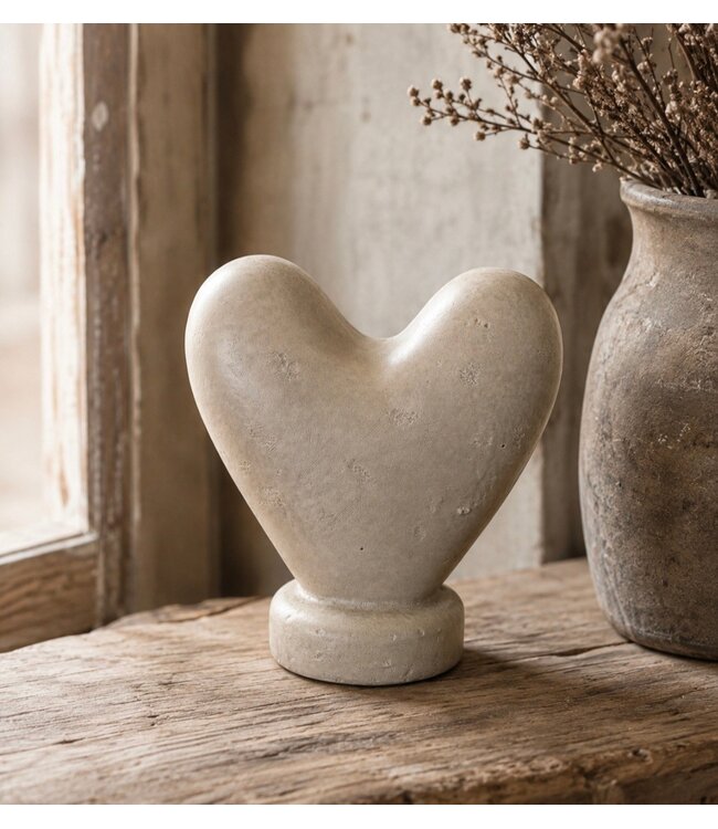 Aardewerk ornament heart L - 19x19x20cm