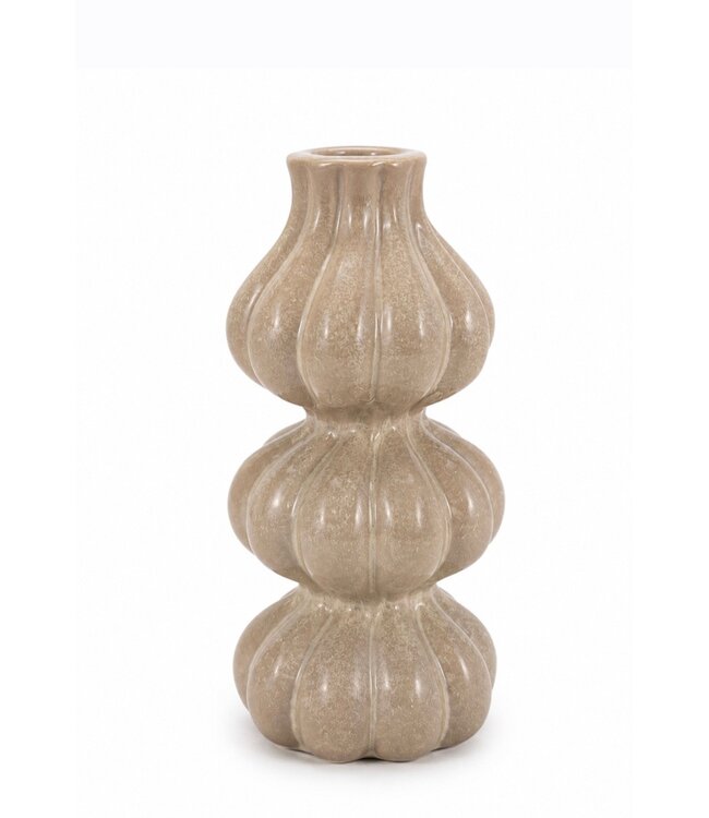 # Aardewerk kaarsenstandaard trio beige wb - 9x9x19,5cm