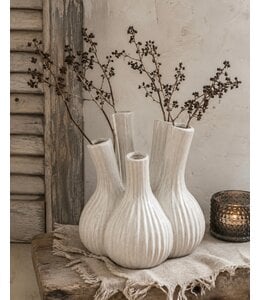 Aardewerk tulpenvaas garlic beige - 20,5x20,5x21cm