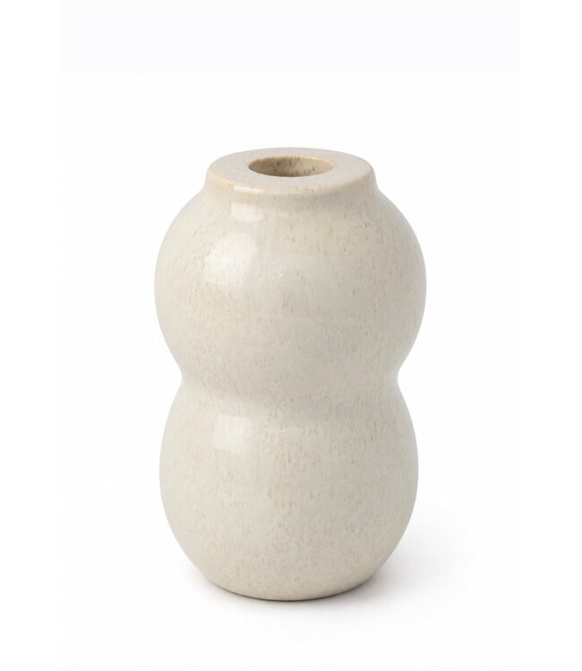 Aardewerk kaarsenstandaard Blob beige -10x10x16cm