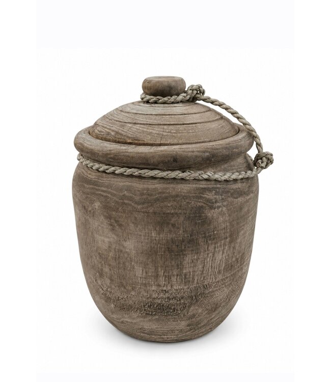 Houten pot met deksel  - ca. 22 x 25 cm