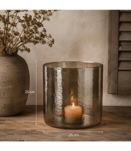 Cylinder - 25 x 25 cm - getint gehamerd glas