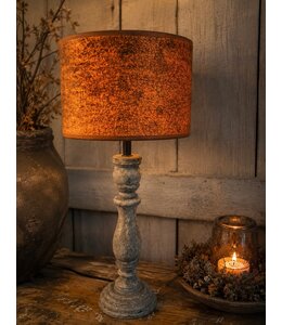 2061 - KKL - lampenkap - oranje velours - 20 x 20 x13 cm - (excl. voet)