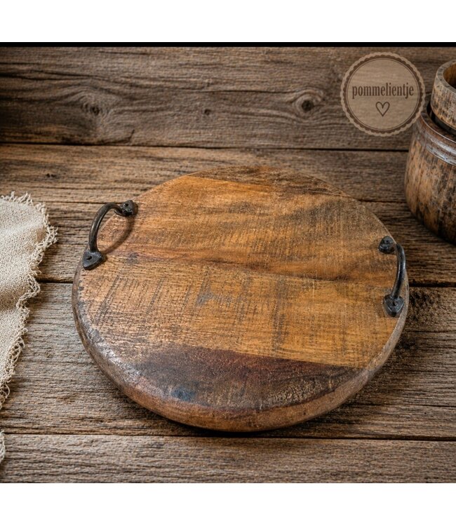 @ Tray round old wood d27
