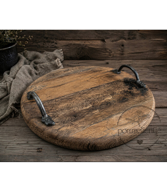 @ Tray round old wood d34
