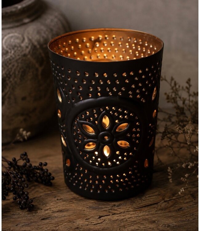 Iron candleh bl L D14H20cm