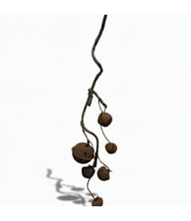 Tak met roestige bellen - kerstbeltak - S - ca. 30 cm
